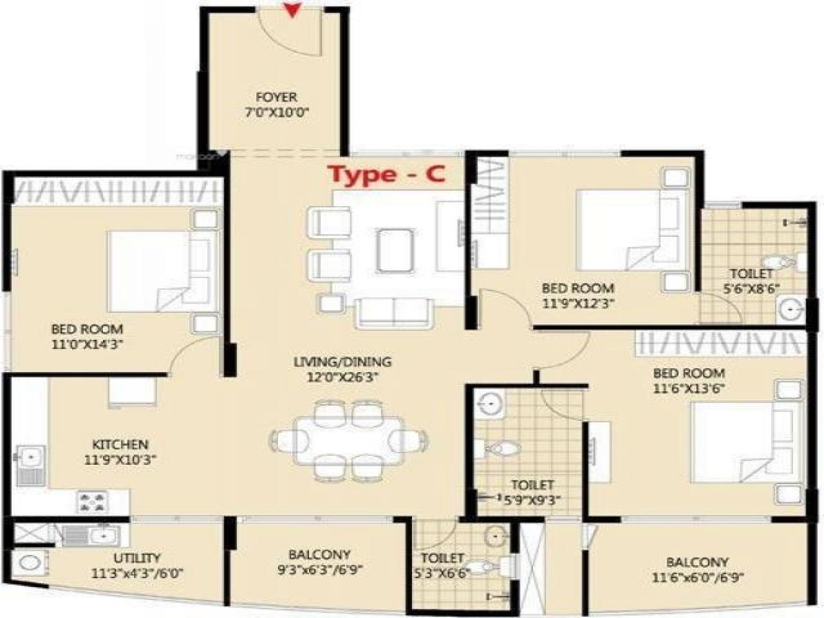 3 غرف نوم منزل في Bangalore, India رقم 44242