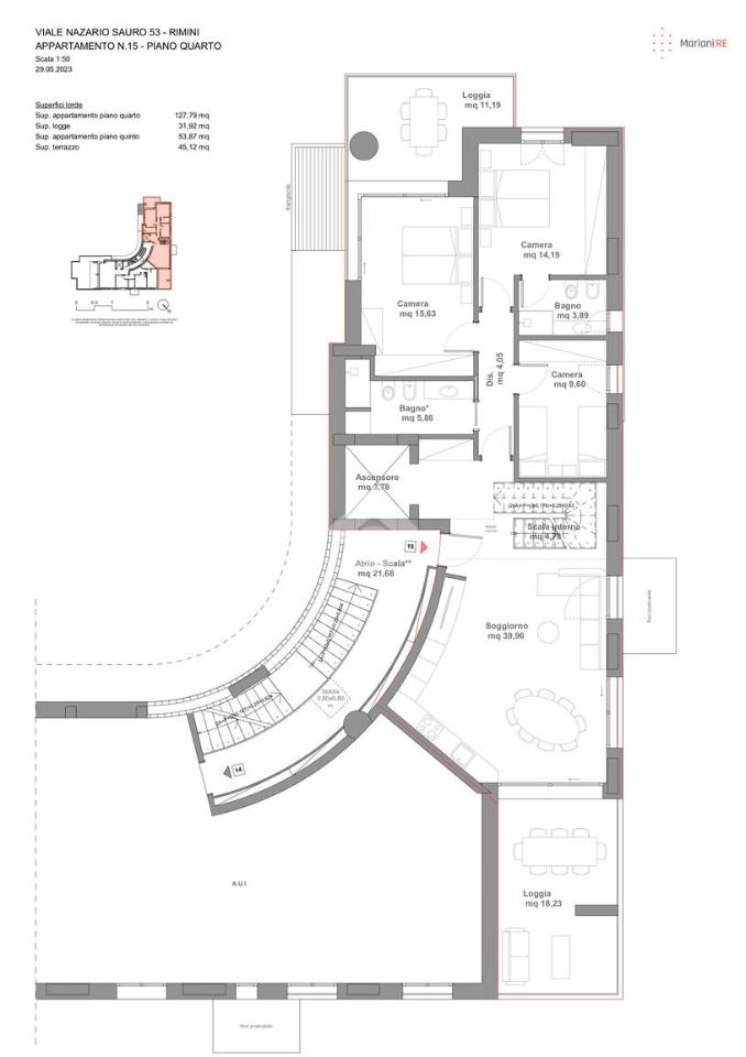 5-salle Penthouse à Rimini, Italy No. 25287