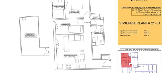 Квартира с 2 спальнями в Пальма-де-Майорка, Испания № 161388 2