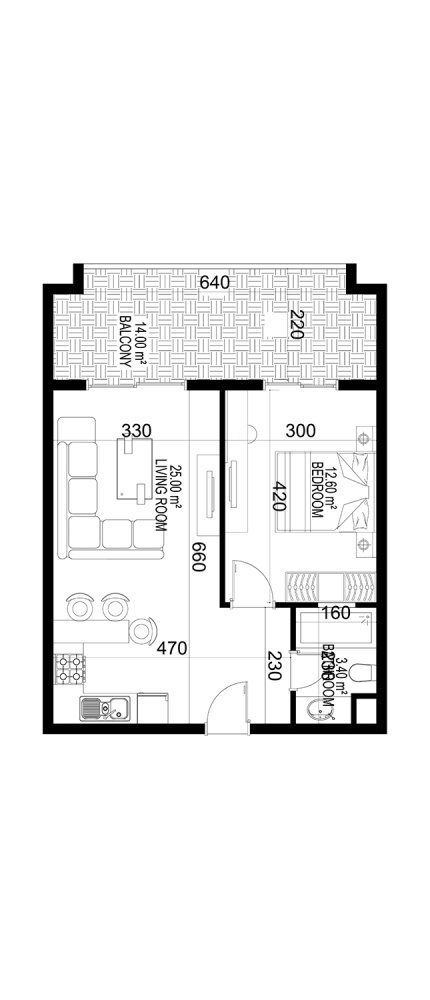 Квартира 1+1 в Yekta Kingdom Premium, Махмутлар, Турция № 36358 1