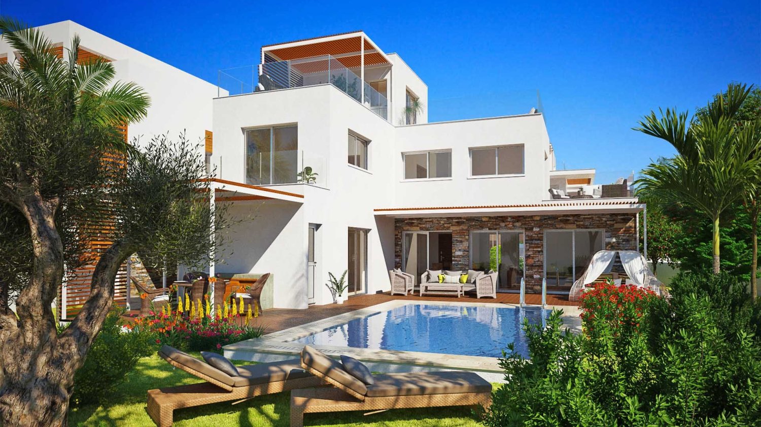 Вилла с 4 спальнями в Aquamarine Coastal Villas, Героскипу, Кипр № 17303