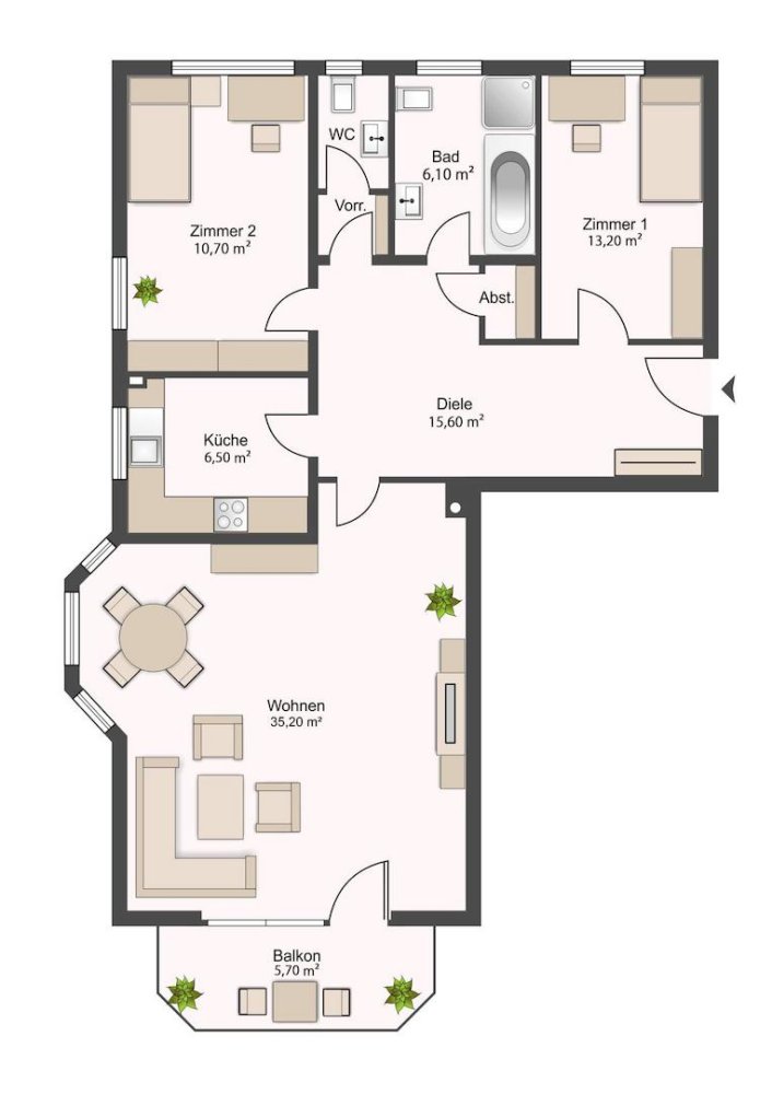 Квартира с 3 комнатами в Pinneberg, Германия № 104469