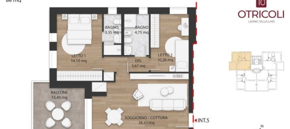 3 rooms Apartment in Rome, Italy No. 10746 3