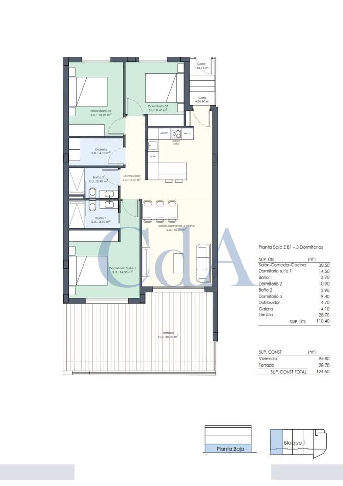 Квартира с 3 спальнями в Бенихофар, Испания № 4876