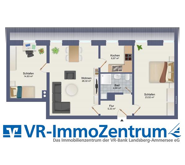 Apartamento de 2 dormitorios en Weilheim-Schongau, Germany No. 127991