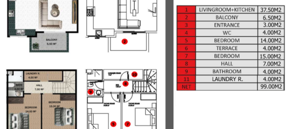 Penthouse 2+1 à Gazipasa, Turkey No. 22811 7
