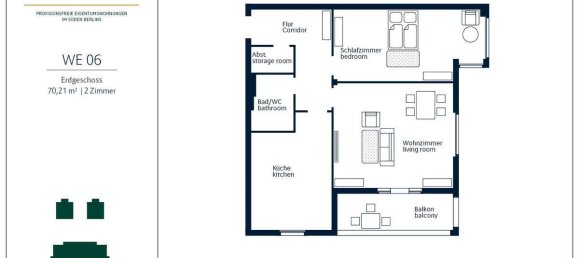 Квартира с 1 спальней в Буков, Германия № 111014 2