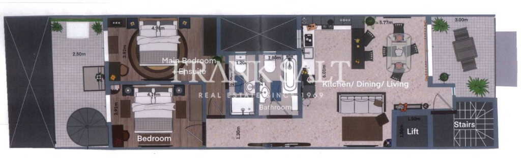 2 Schlafzimmer Penthouse in Fgura, Malta, Nr. 1106