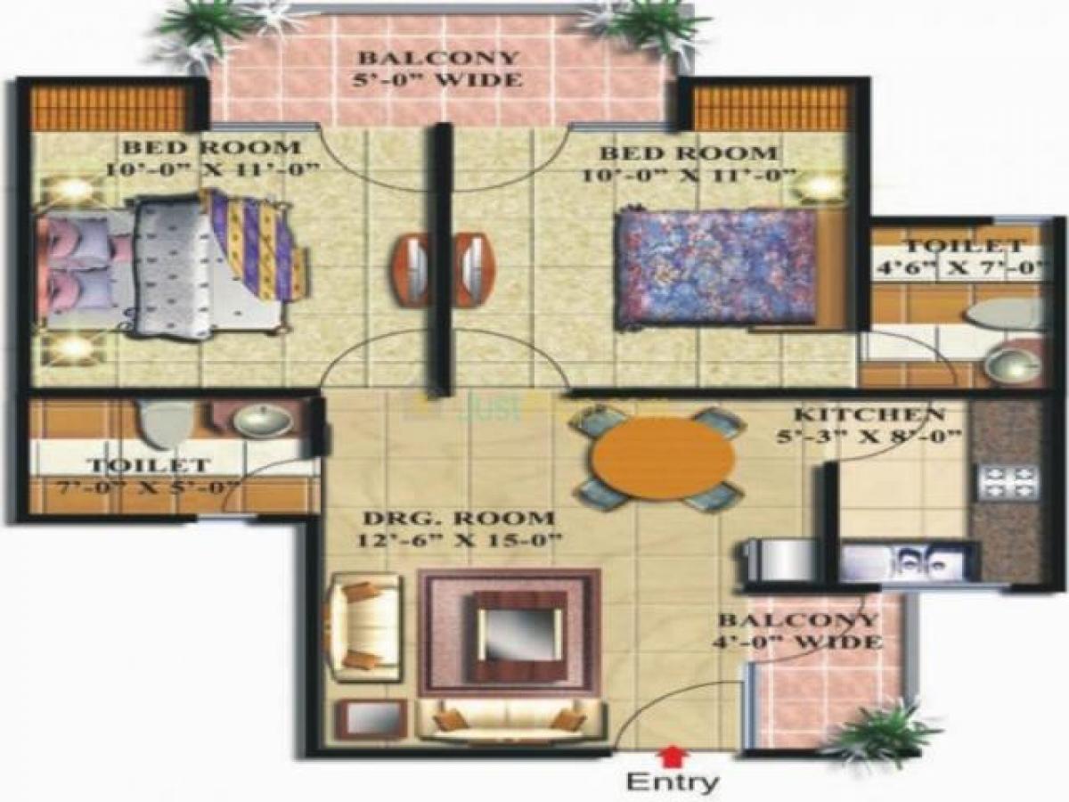 2 Schlafzimmer Haus in Ghaziabad, India, Nr. 56032