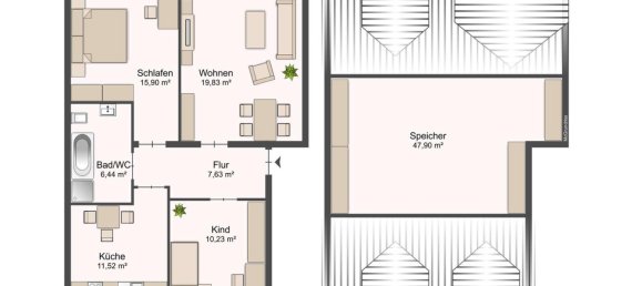 Квартира с 2 спальнями в Зале, Германия № 22774 15