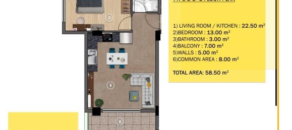 2-Zimmer Wohnung in Mahmutlar, Turkey, Nr. 17300 4