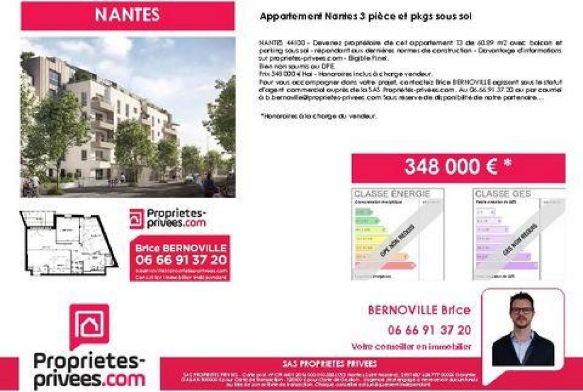 2 Schlafzimmer Eigentumswohnung in Nantes, France, Nr. 35849