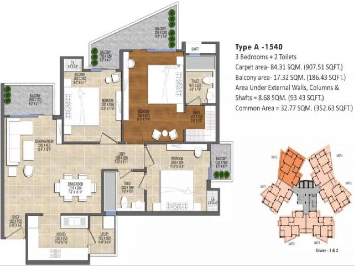 3 غرف نوم منزل في Noida, India رقم 68302