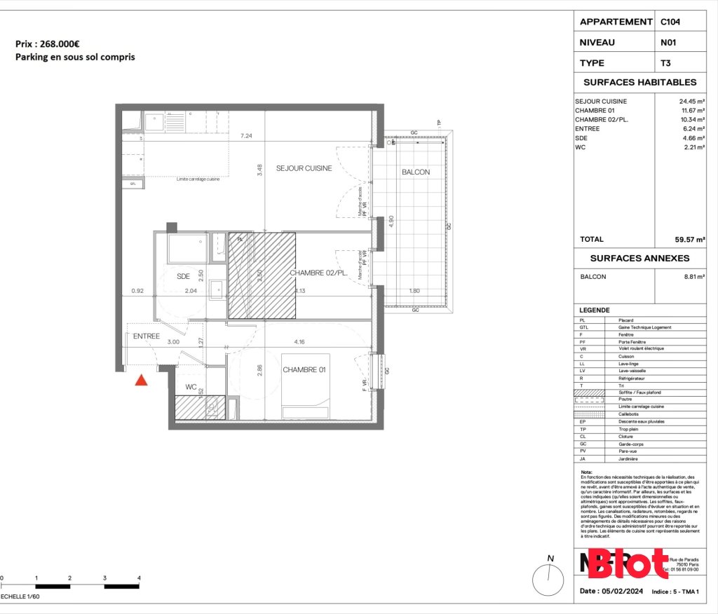 2 chambres Appartement à Lorient, France No. 190572