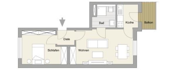 Квартира с 1 спальней в Кёльн, Германия № 126886 3