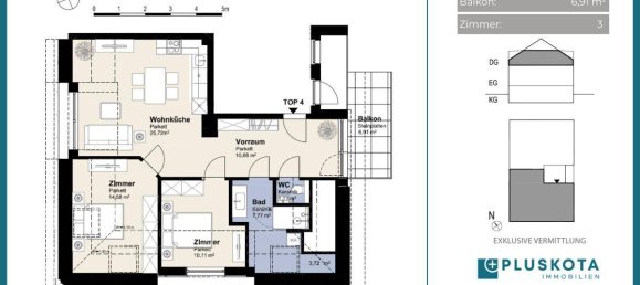 Квартира с 2 спальнями в Лизинг, Австрия № 21653 14