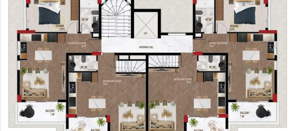 2غرفة شقة في Oba, Turkey رقم 9773 9