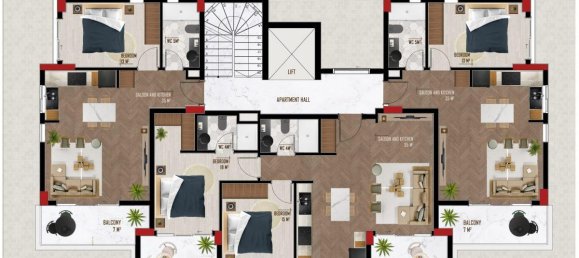 2غرفة شقة في Oba, Turkey رقم 9773 8