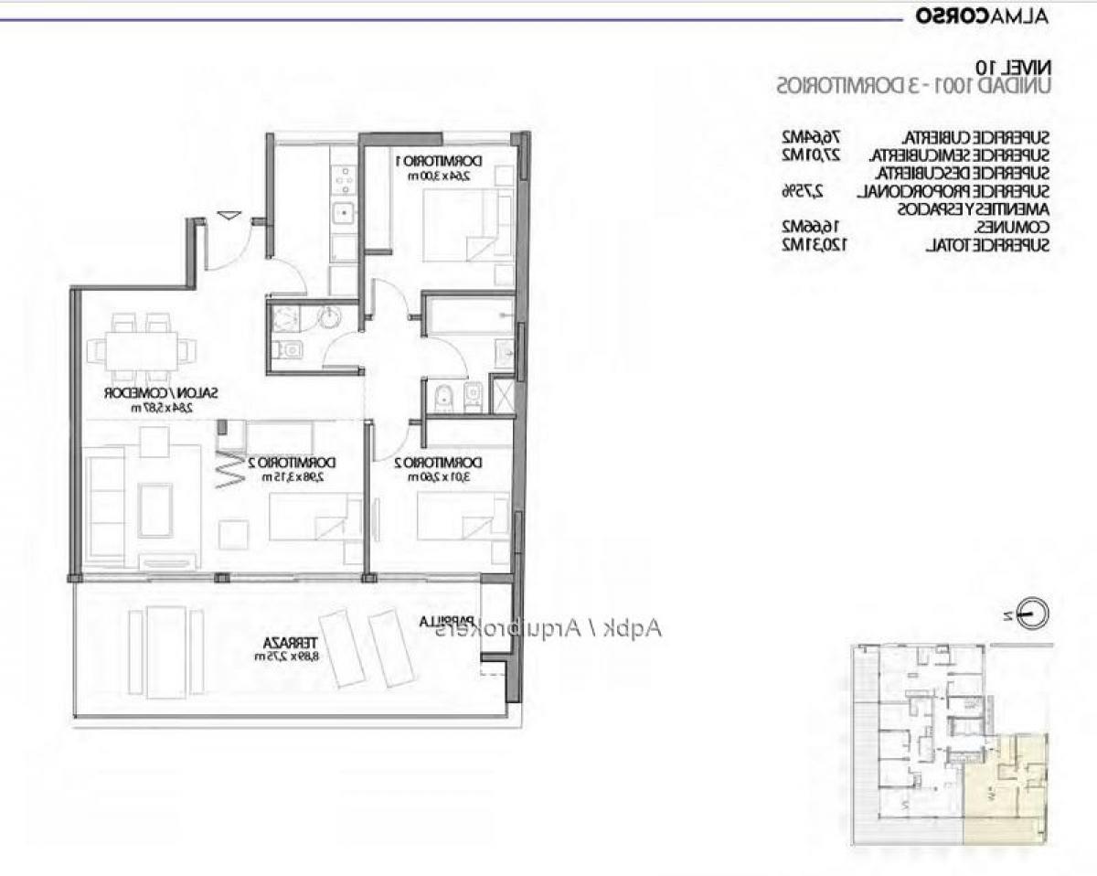 Apartamento de 3 dormitorios en Montevideo, Uruguay No. 3717
