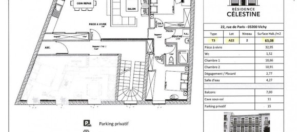 2 Schlafzimmer Wohnung in Vichy, France, Nr. 355812 3