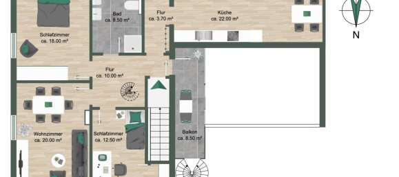 Дуплекс с 3 спальнями в Херфорд, Германия № 61410 45