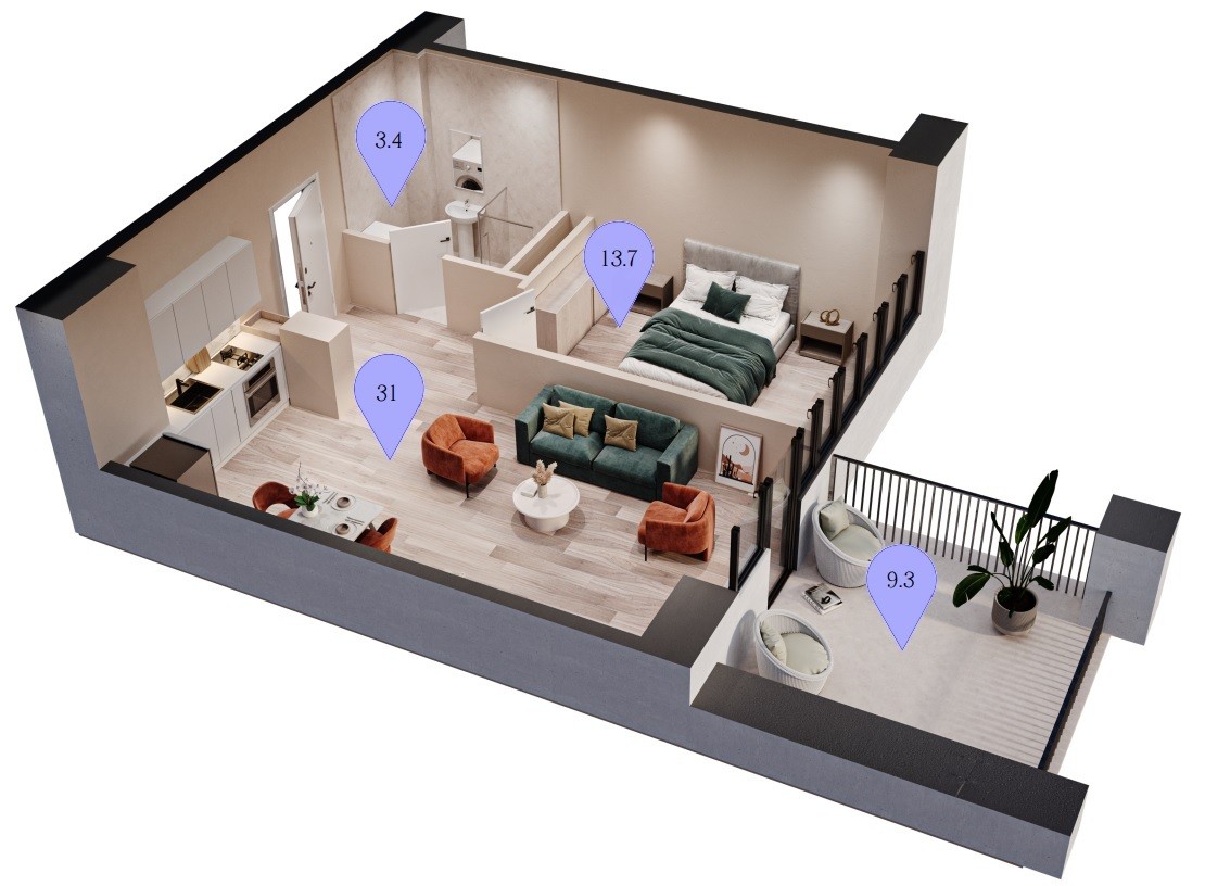 1 bedroom Apartment in Tbilisi, Georgia No. 587