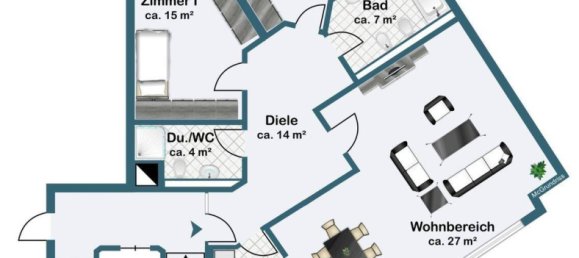 Квартира с 2 спальнями в Франкфурт на Майне, Германия № 330366 13