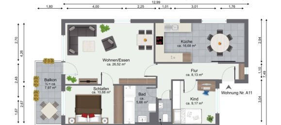 3 rooms Apartment in Heilbronn, Germany No. 23215 24