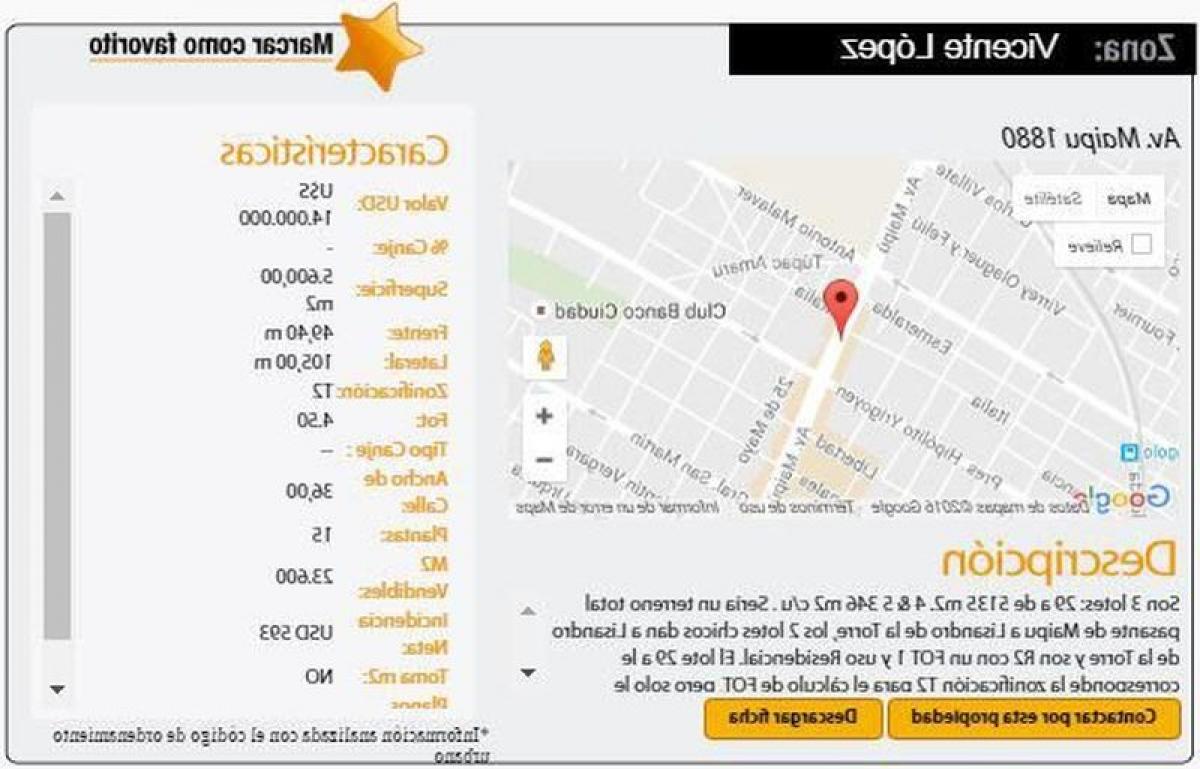  Land in Vicente Lopez, Argentina No. 39884