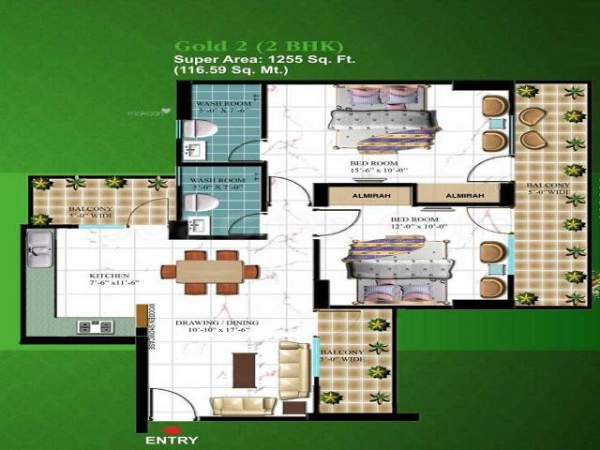 2 bedrooms House in Ghaziabad, India No. 55749