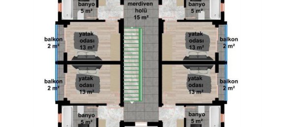 Квартира с 2 комнатами в Кестель, Турция № 9993 19