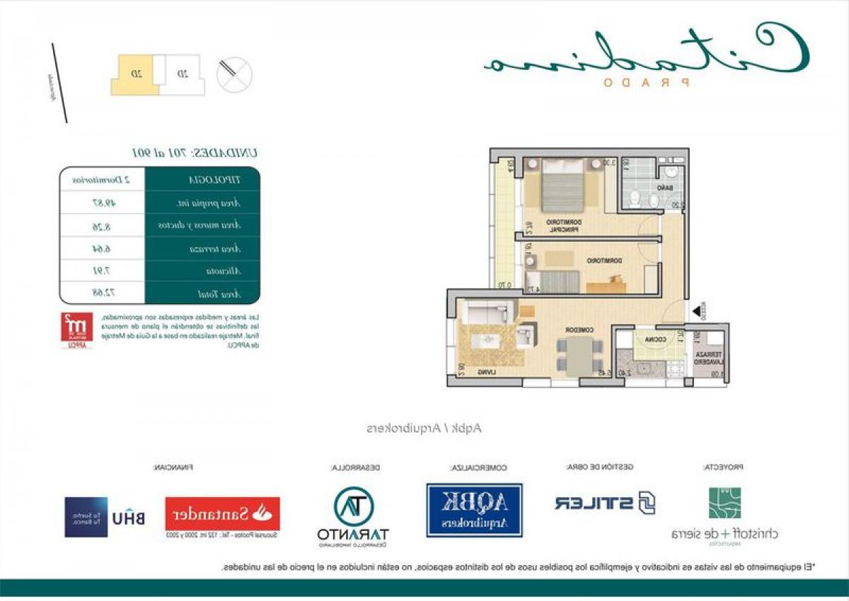 Apartamento T2 em Montevideo, Uruguay N.º 6956