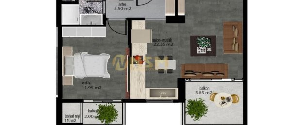 Wohnung 1+1 in Mersin, Turkey, Nr. 31097 13