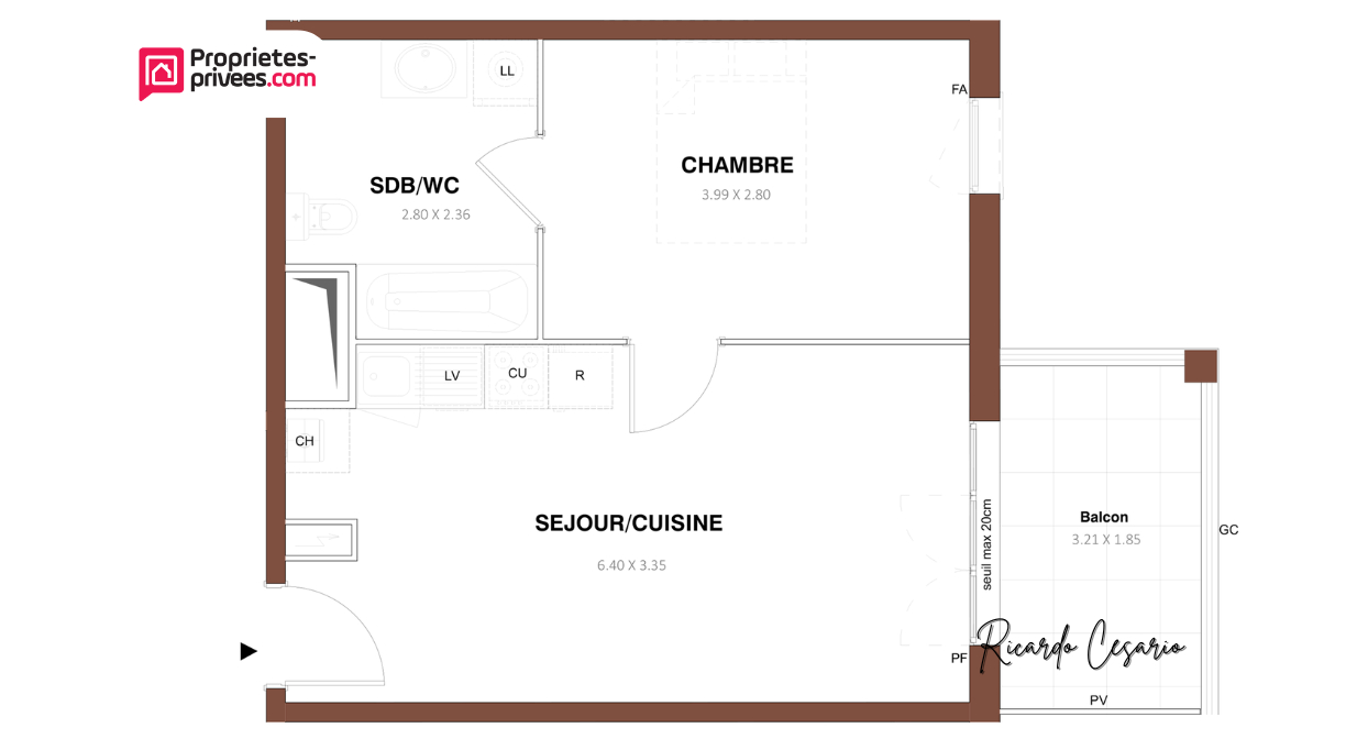 Apartamento de 1 dormitorio en Pontivy, France No. 45204