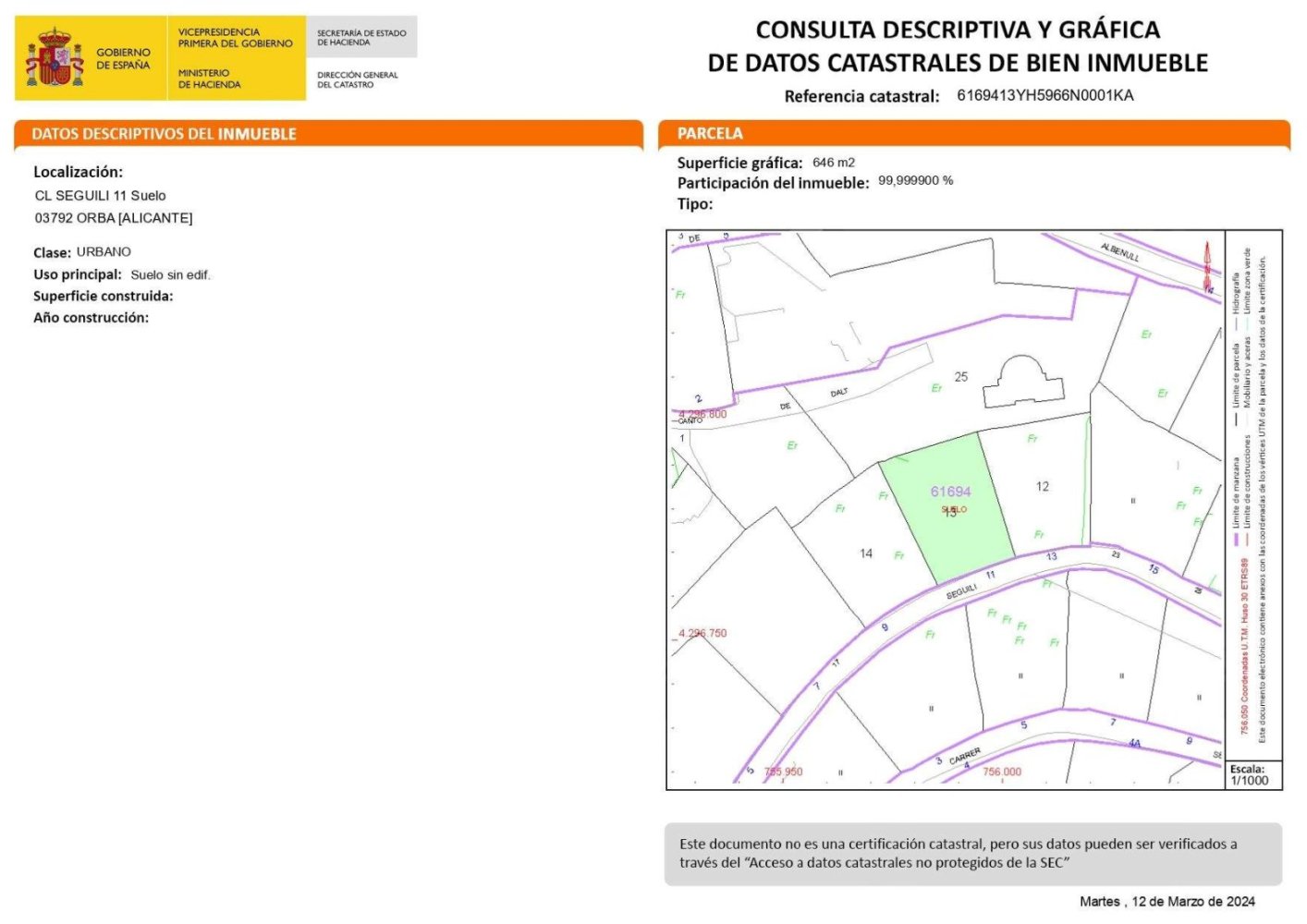 قطعة أرض في Orba, Spain رقم 285337