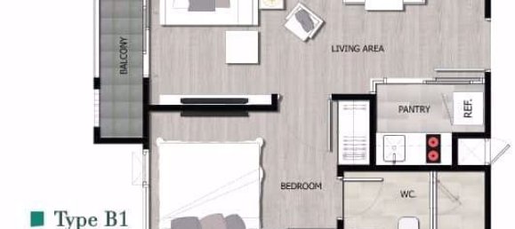 Кондоминиум с 1 спальней в Хуай Кванг, Таиланд № 10117 9