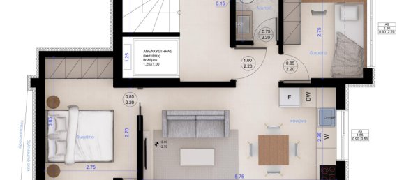 2 chambres appartement à vendre à Kalamaria, Thessaloniki, Central Macedonia, Macedonia and Thrace, Greece № 69228 2