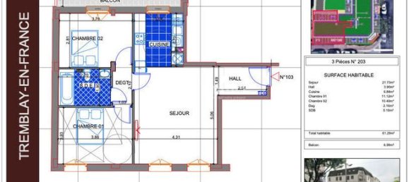 2 bedrooms Apartment in Tremblay-en-France, France No. 358518 2