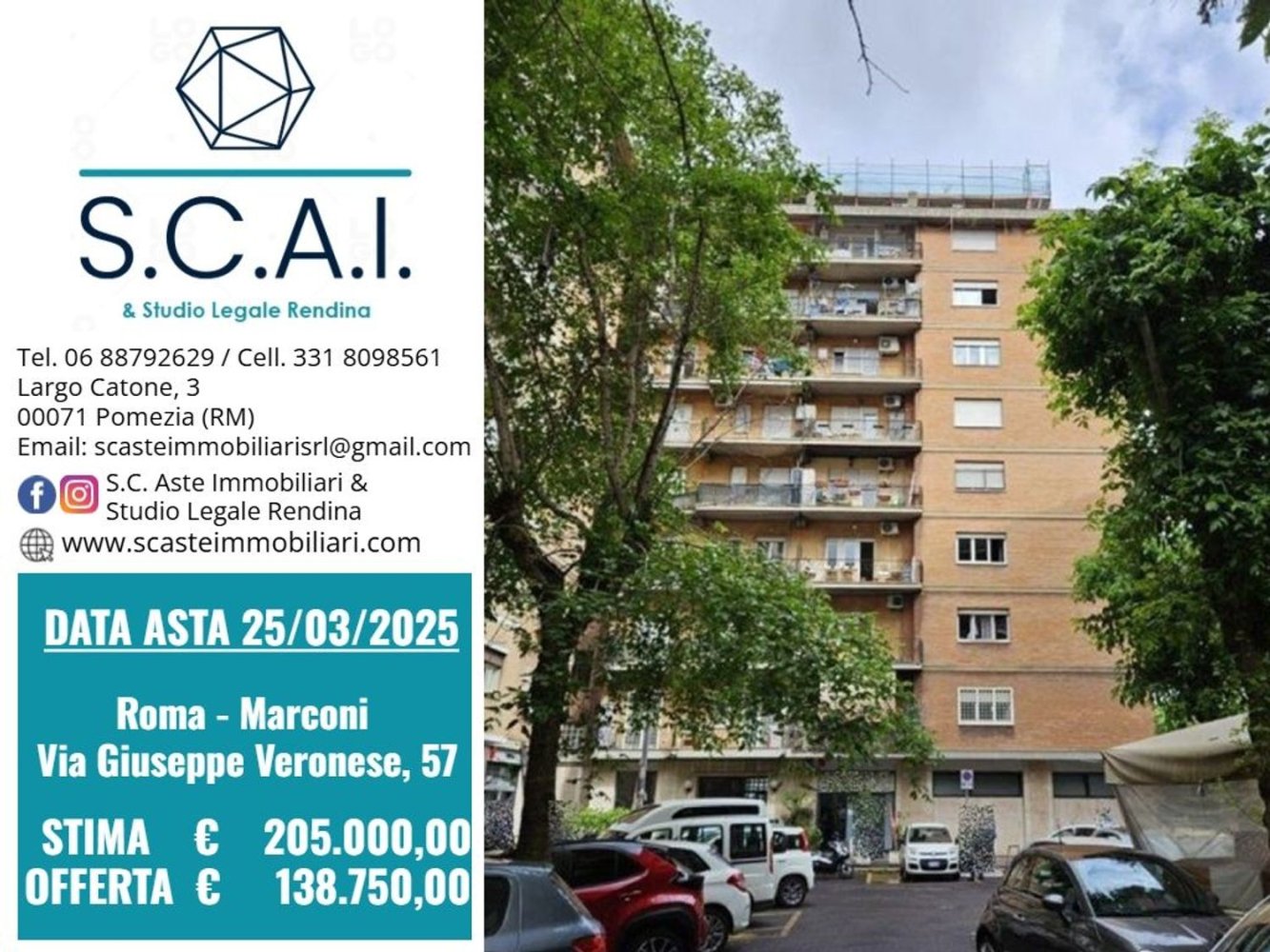 3 rooms Apartment in Rome, Italy No. 30752