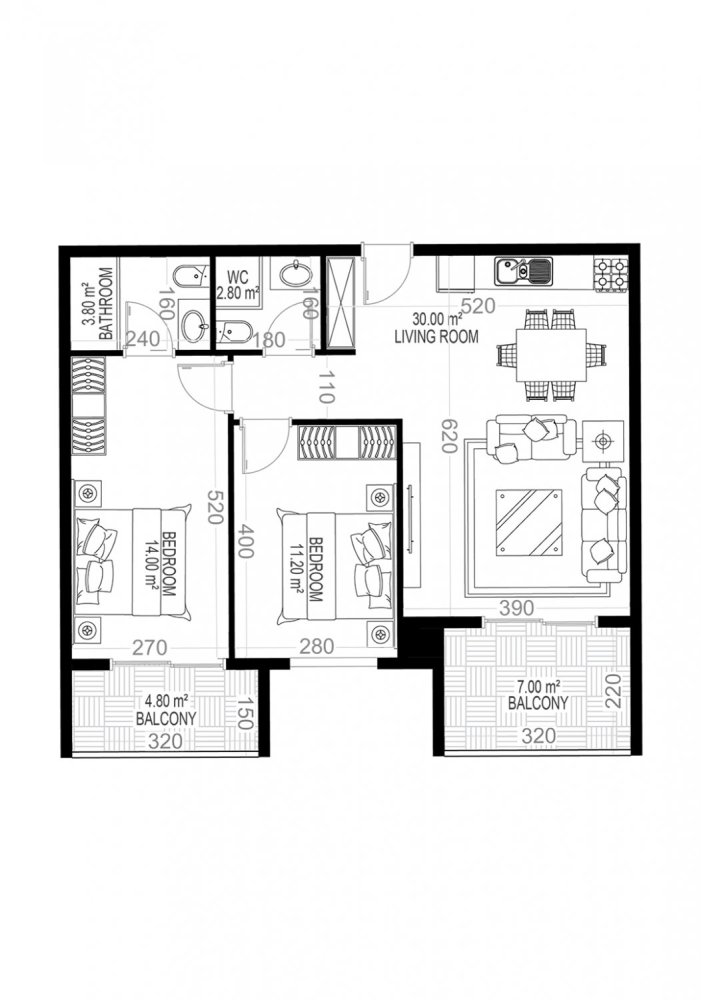 Apartment 2+1 in Yekta Sungate Residence, Gazipasa, Turkey No. 35438 1
