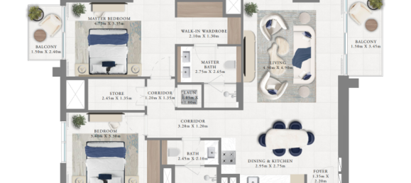 Apartamento de 1 dormitorio en Dubai Creek Harbour (The Lagoons), UAE No. 121056 4