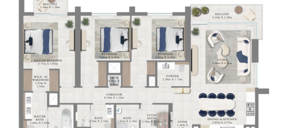Apartamento de 1 dormitorio en Dubai Creek Harbour (The Lagoons), UAE No. 121056 5