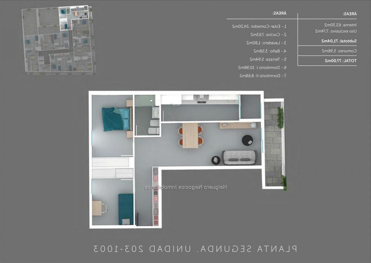 Apartamento de 2 dormitorios en Montevideo, Uruguay No. 2458