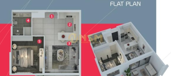 Wohnung 1+1 in Mersin, Turkey, Nr. 8438 23