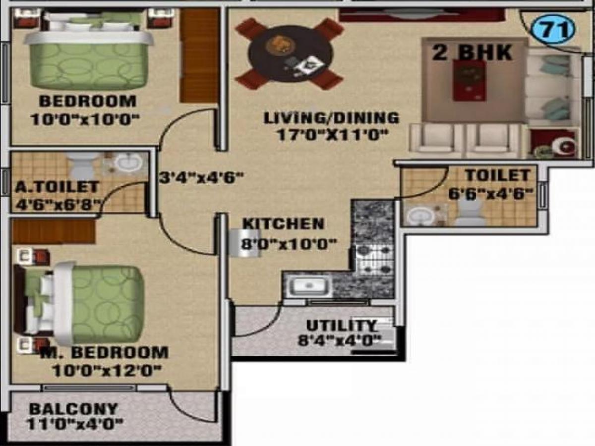 2 Schlafzimmer Haus in Bangalore, India, Nr. 1698