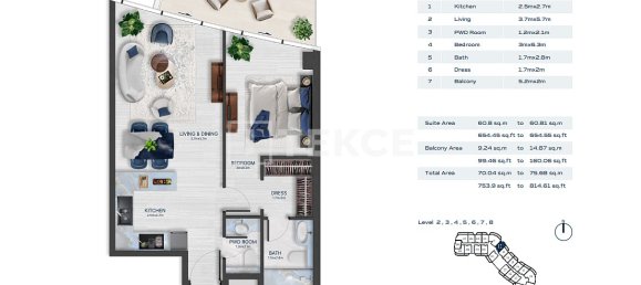 Apartamento T2 em Al Marjan Island, UAE N.º 123462 21