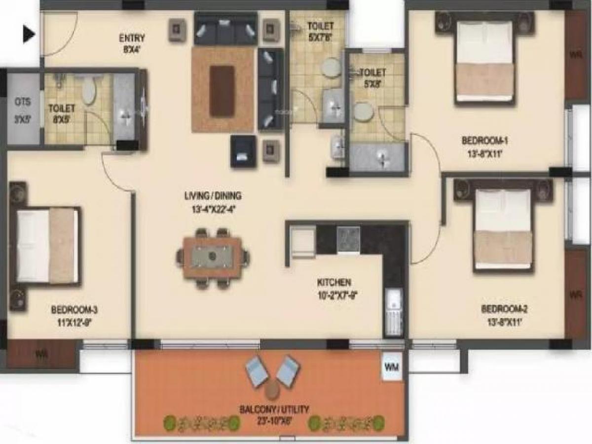 3 chambres Maison à Bangalore, India No. 2302