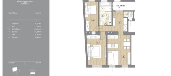 Apartamento de 3 habitaciónes en Penzing, Austria No. 231413 14