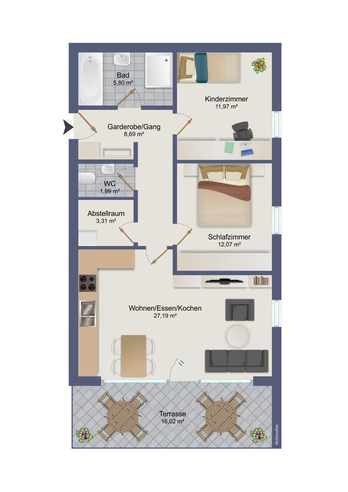 3 rooms Apartment in Dornbirn, Austria No. 138308