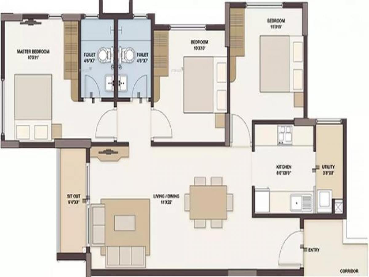 3 chambres Maison à Bangalore, India No. 43536